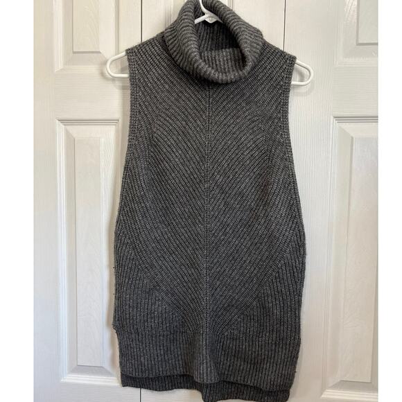 Boss Hugo Boss Fala Gray Luxe Wool Blend Sleeveless Turtleneck Sweater XS (est) - Picture 2 of 6